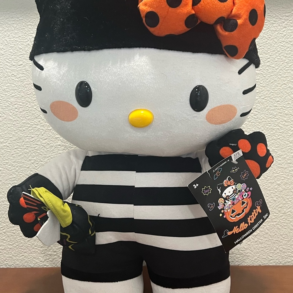 Hello Kitty Halloween Greeter Plush with Orange Bow